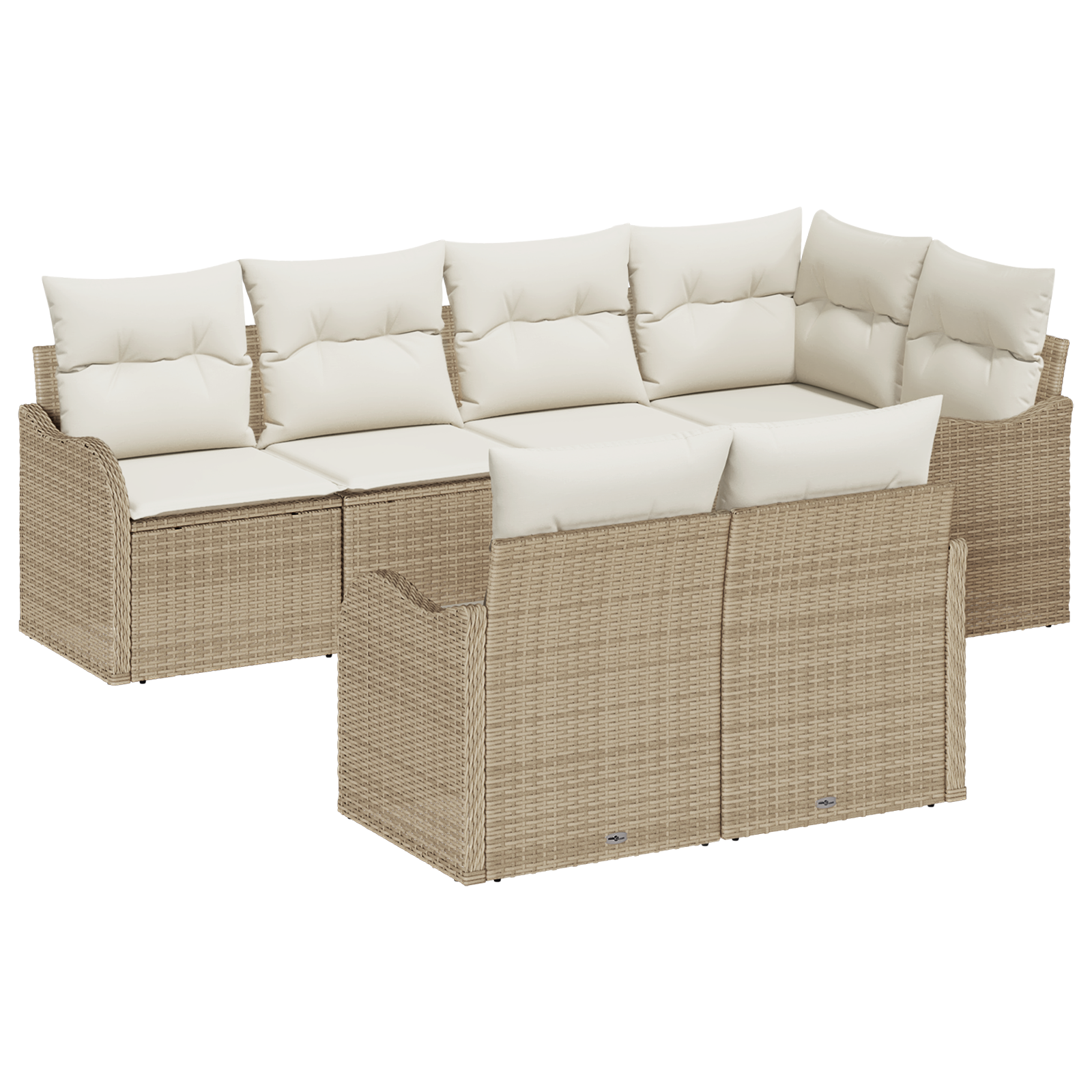 Set Divano da Giardino  7 Pezzi con Cuscini Beige Polyrattan