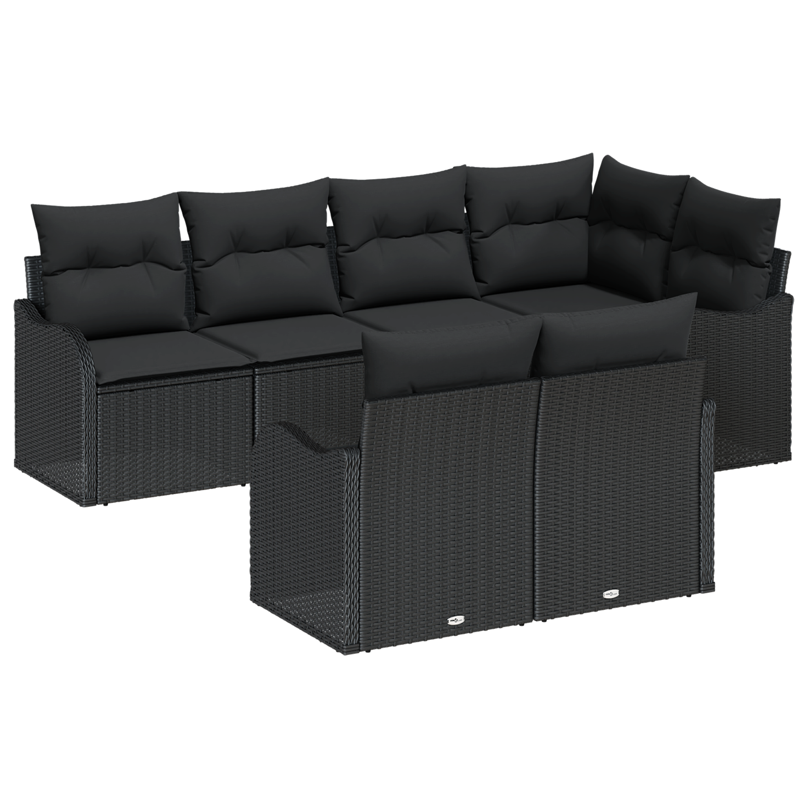 Set divano da giardino  7 pezzi con cuscini in polyrattan nero
