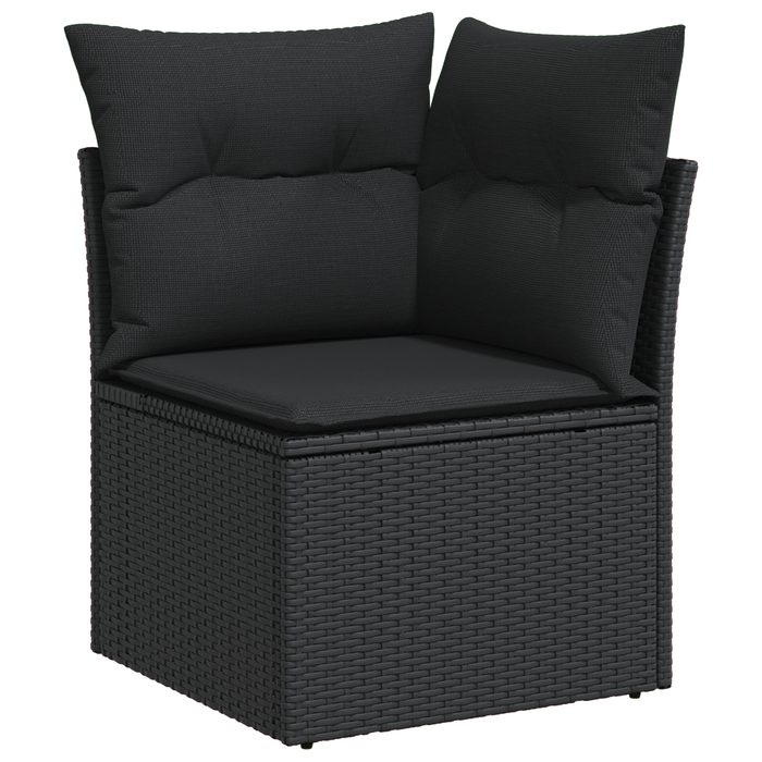 Set di divani da giardino a 8 pezzi con cuscini in polyrattan nero