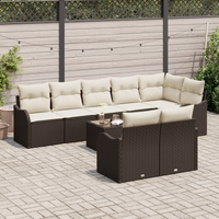 Set di divani da giardino  8 Pezzi con cuscini Grigio Rattan