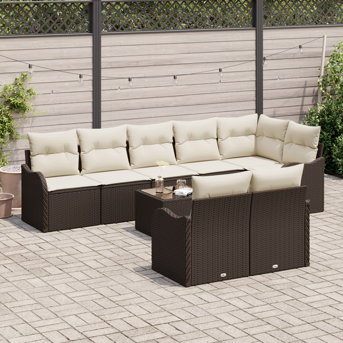 Set di divani da giardino  8 Pezzi con cuscini Grigio Rattan