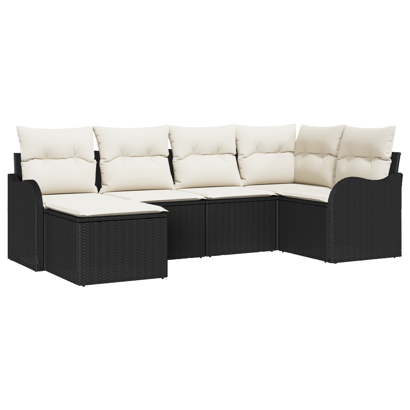 Set di divani da giardino 6 pezzi con cuscini in rattan nero