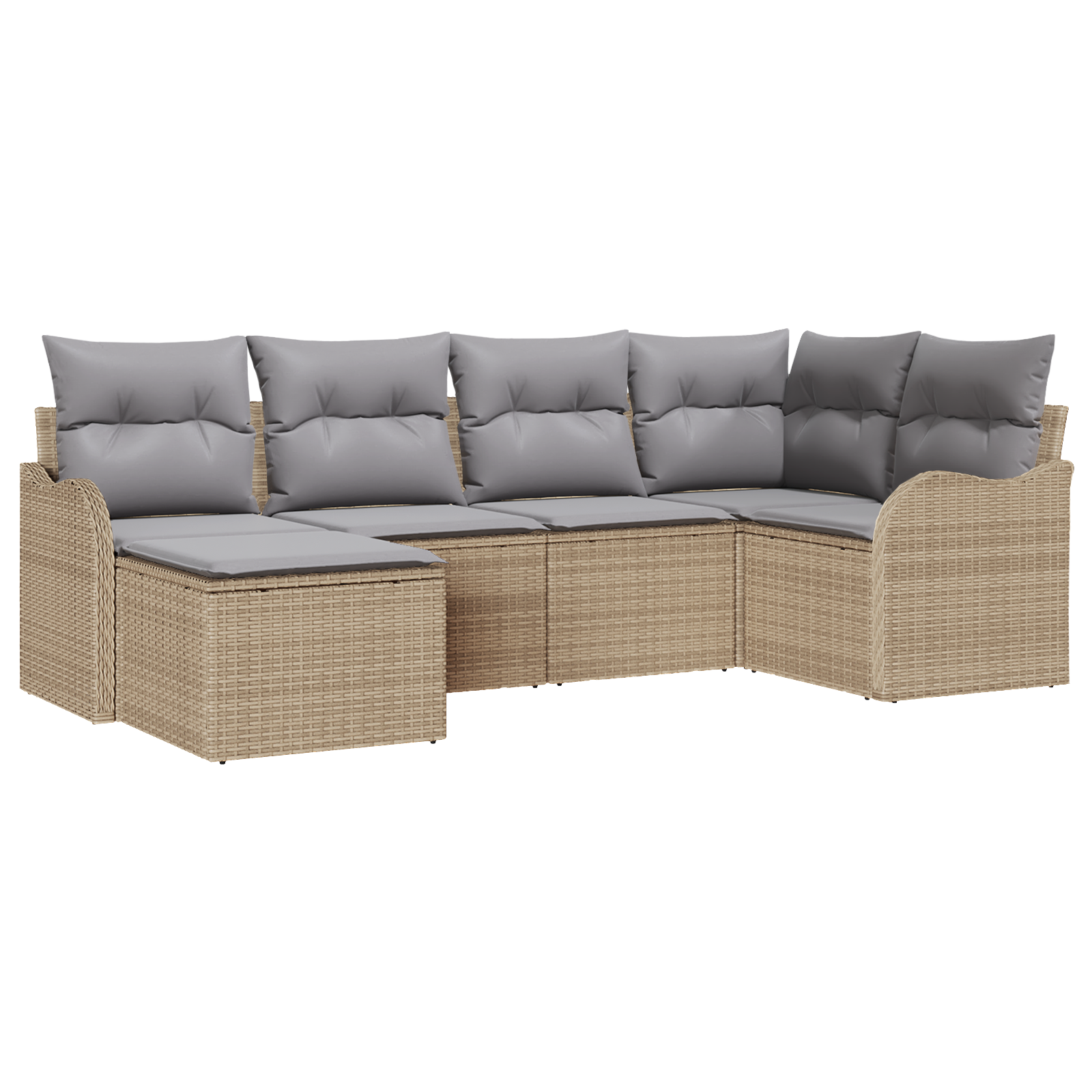 Set Divano Giardino in 6 Pezzi con Cuscini Beige Polyrattan