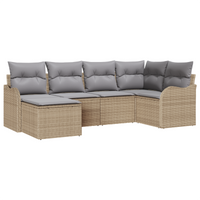 Set Divano Giardino in 6 Pezzi con Cuscini Beige Polyrattan
