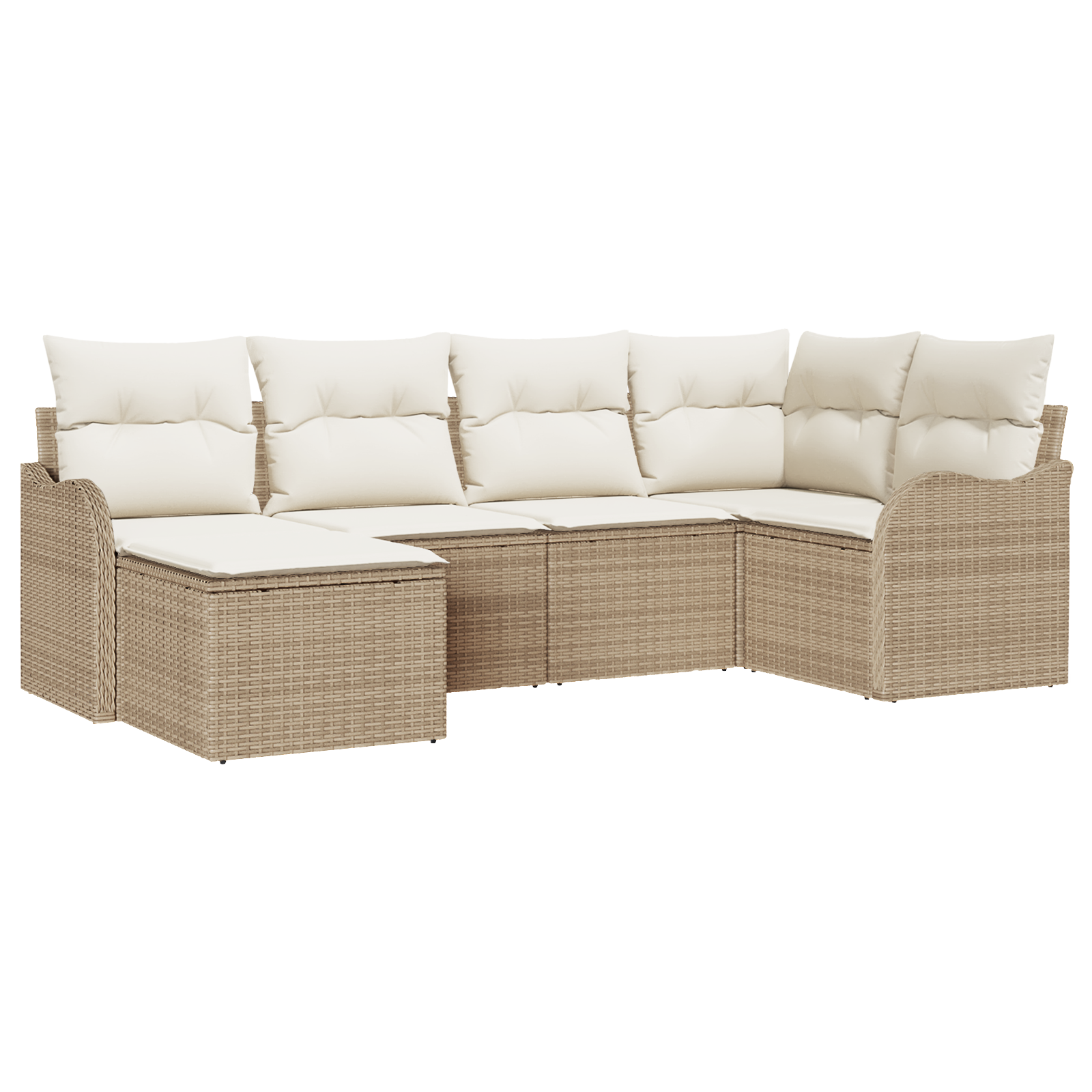 Set di Divani da Giardino 6 Pezzi con Cuscini Beige in Polyrattan