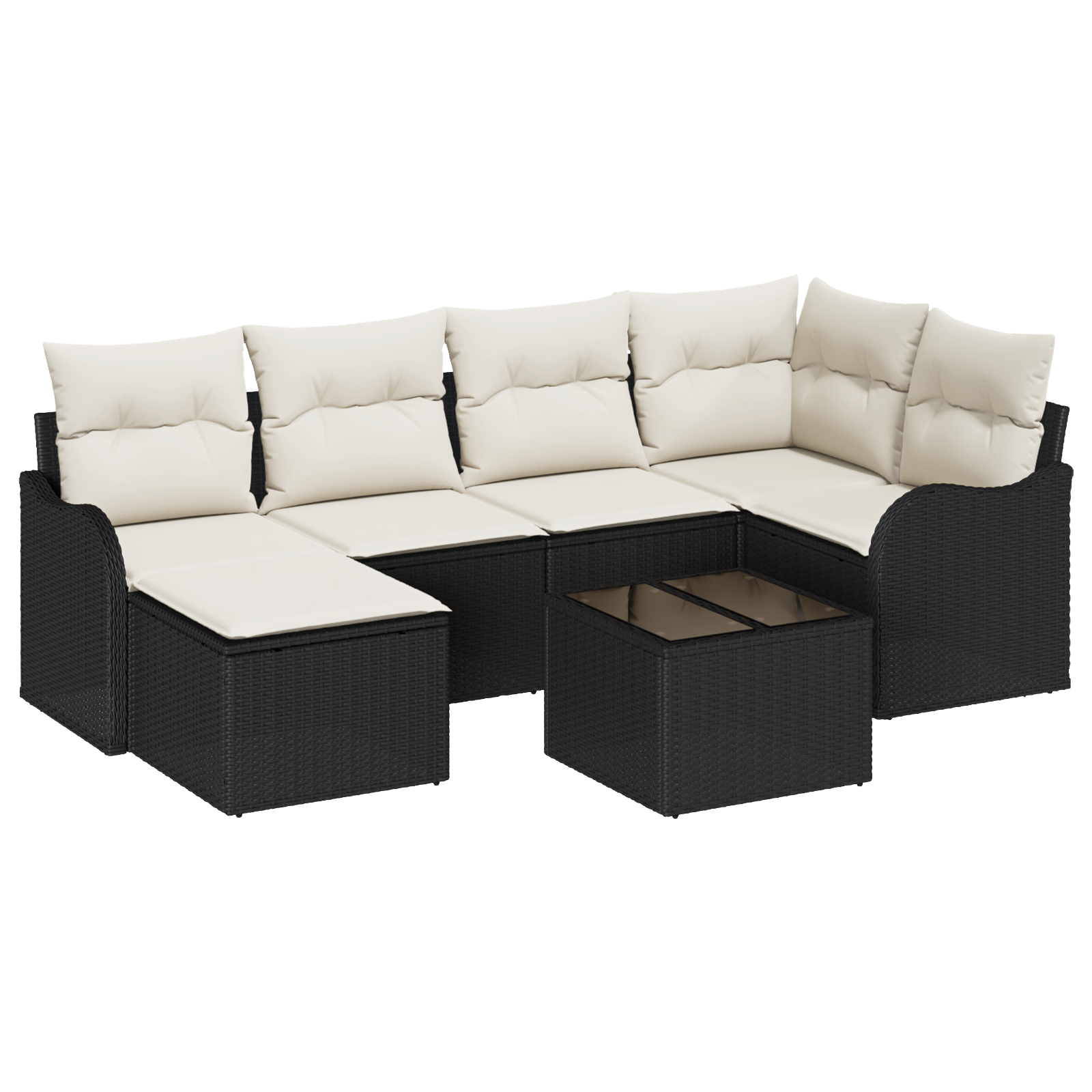 Set Divano da Giardino  6 Pezzi con Cuscini in Polyrattan Marrone