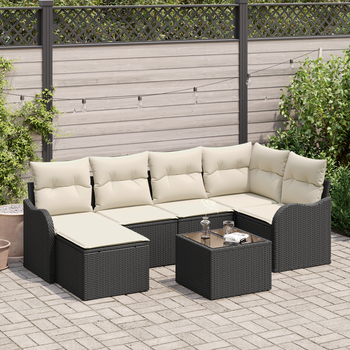 Set Divano da Giardino  6 Pezzi con Cuscini in Polyrattan Marrone