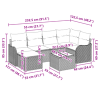 Set di Divani da Giardino 6 Pezzi con Cuscini Grigio Polyrattan