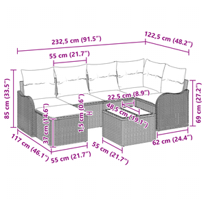 Set di Divani da Giardino 6 Pezzi con Cuscini Grigio Polyrattan