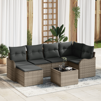 Set Divano da Giardino 6 Pezzi con Cuscini Rattan Sintetico Nero