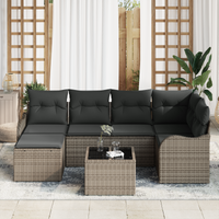 Set Divano da Giardino 6 Pezzi con Cuscini Rattan Sintetico Nero