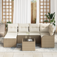 Set di Divano da Giardino vitaXL a 7 Pezzi con Cuscini Rattan Polivinilico Marrone