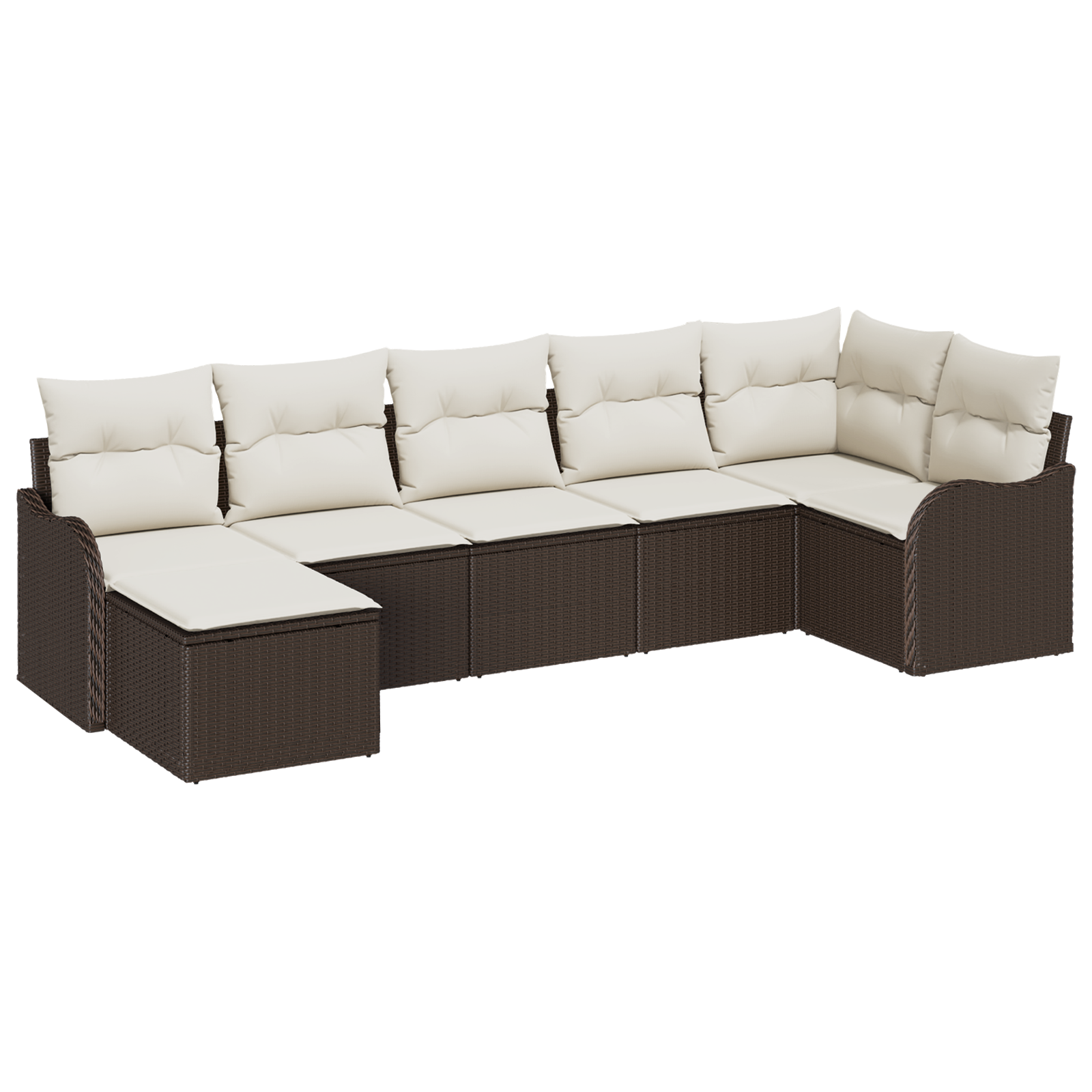 Set divani giardino 7 pezzi con cuscini Polyrattan marrone