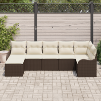 Set divani giardino 7 pezzi con cuscini Polyrattan marrone
