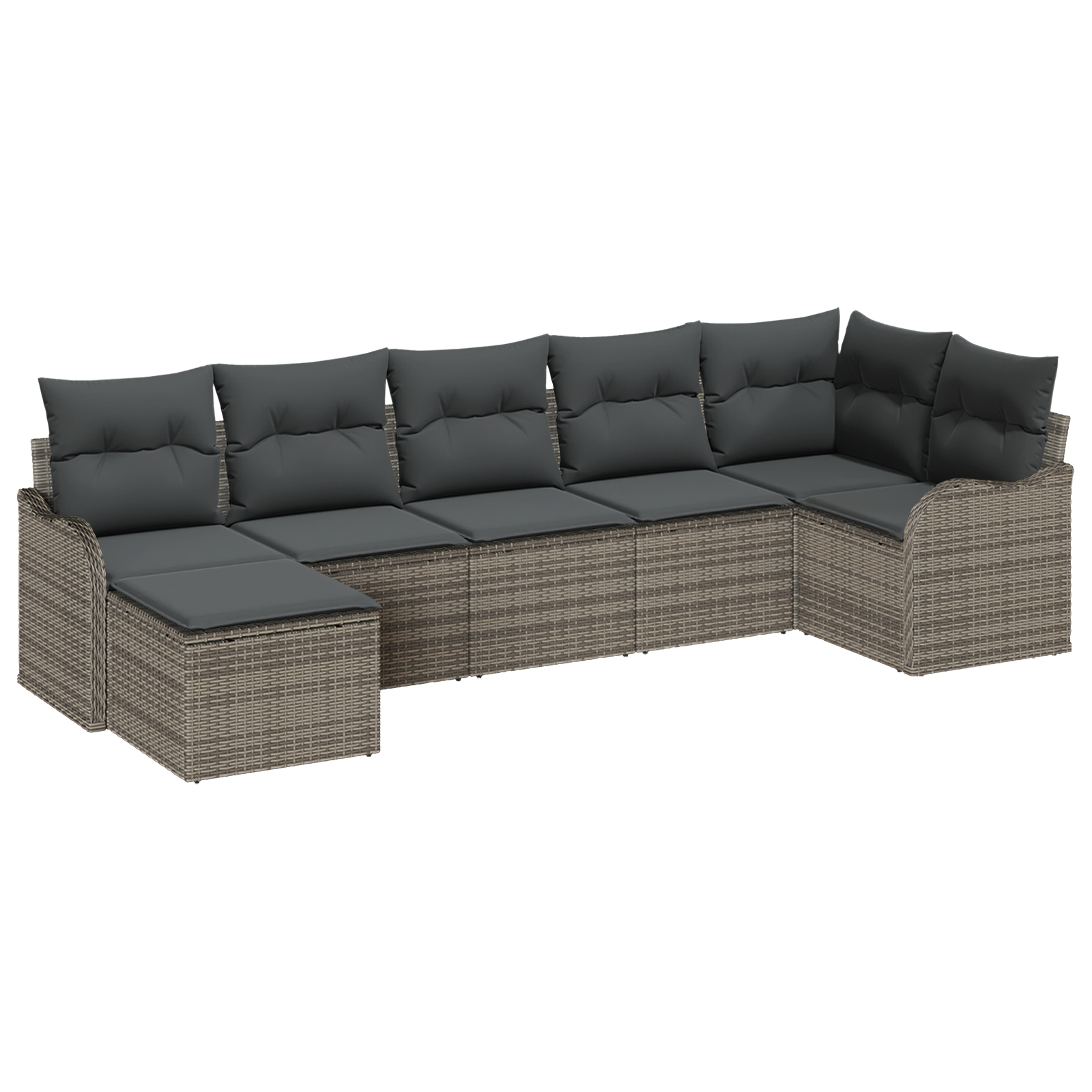 Set Divano Giardino 7 Pezzi con Cuscini Grigio Polyrattan