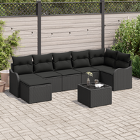 Set di 8 pezzi di divano da giardino con cuscini in polyrattan beige
