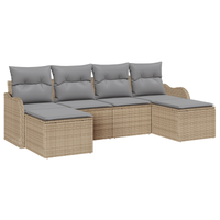 Set di divani da giardino  6 pezzi con cuscini Beige Polyrattan
