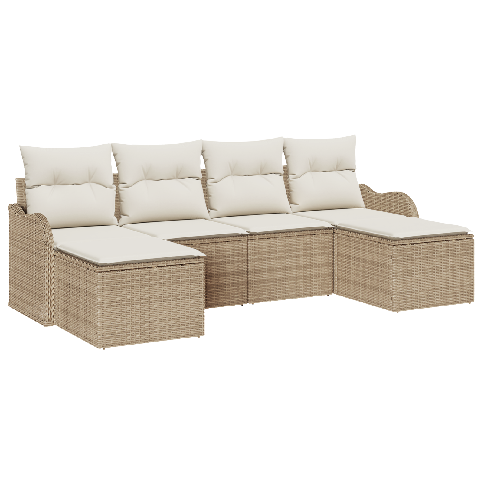 Set di divani da giardino a 6 pezzi con cuscini beige in polirattan