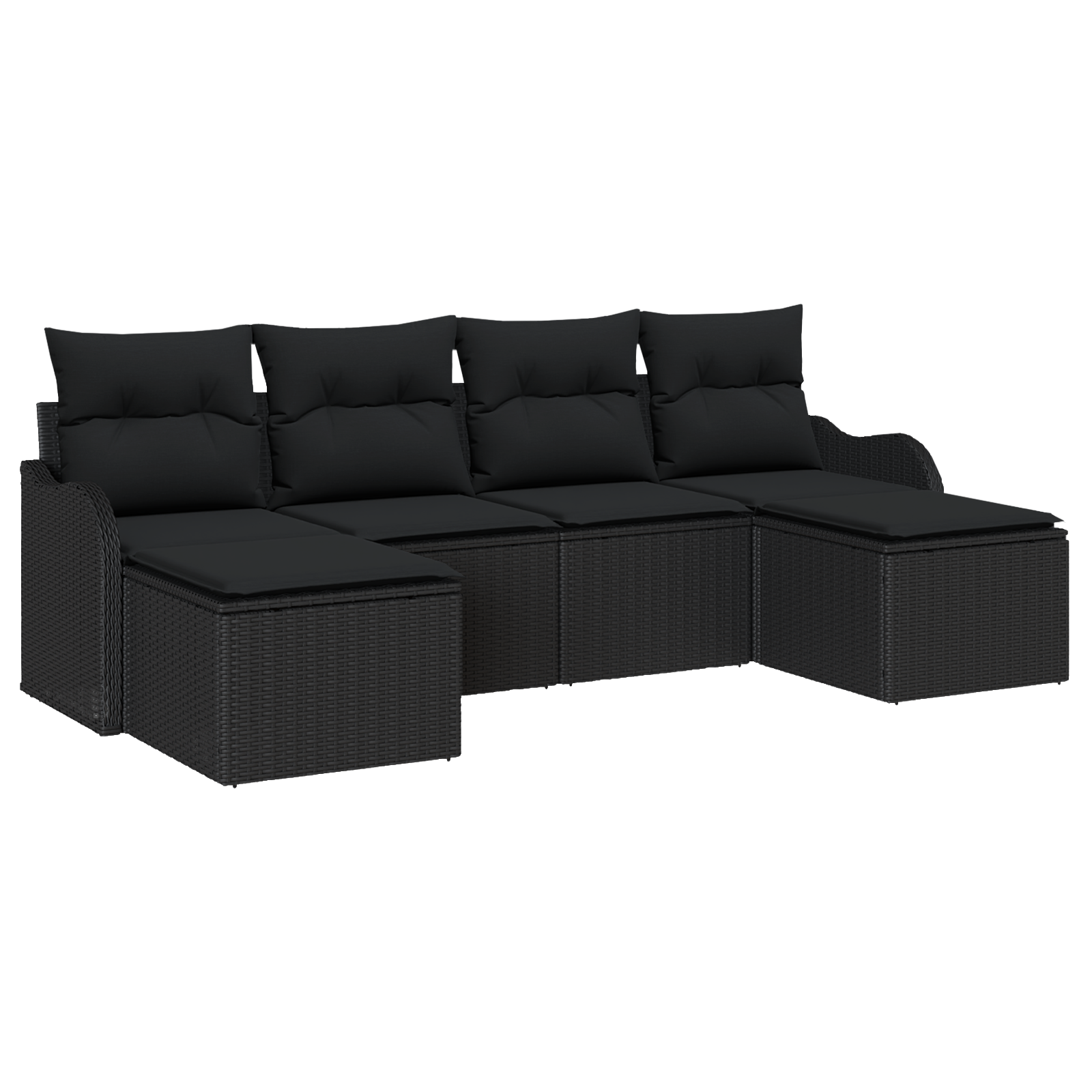 Set di divani da giardino  6 pezzi con cuscini in rattan nero