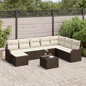 Set Divano da Giardino 8 Pezzi con Cuscini Grigio Polyrattan