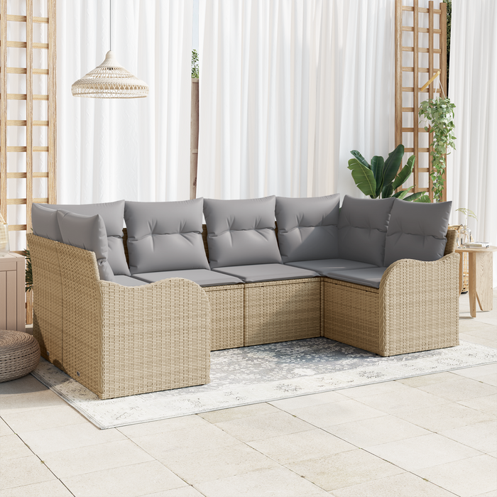 Set divano da giardino 6 pezzi con cuscini beige in polirattan
