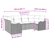 Set divano da giardino 6 pezzi con cuscini beige in polirattan