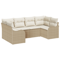 Set giardino  6 pezzi con cuscini beige rattan polietilene
