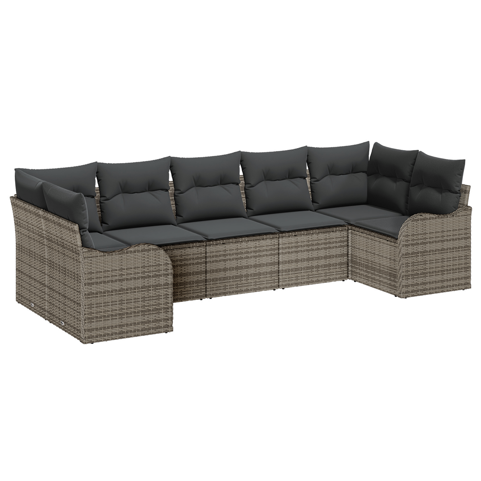 Set Divano Giardino 7 Pezzi Cuscini Grigio Polirattan
