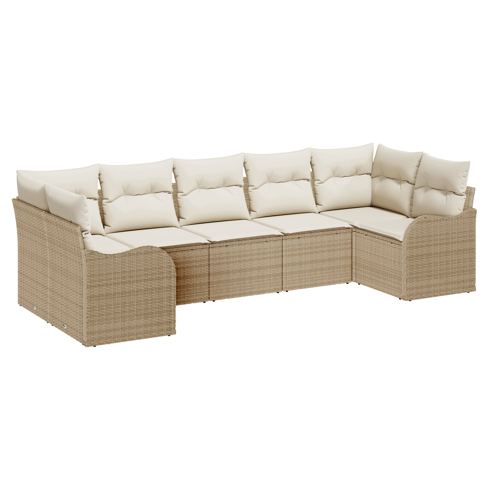 Set divano da giardino 7 pezzi con cuscini in polyrattan beige