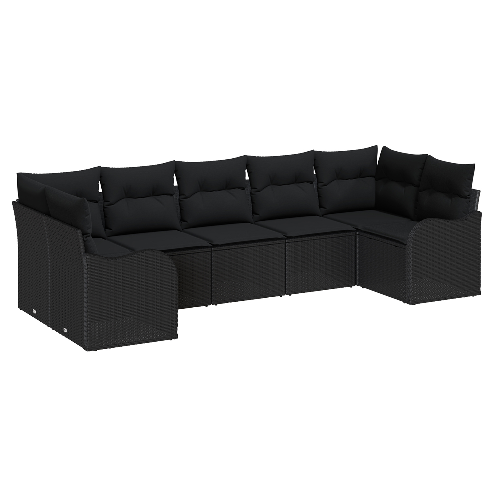Set Divano Giardino  7 Pezzi con Cuscini Rattan Polimerico Nero