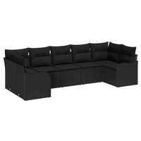 Set Divano Giardino  7 Pezzi con Cuscini Rattan Polimerico Nero