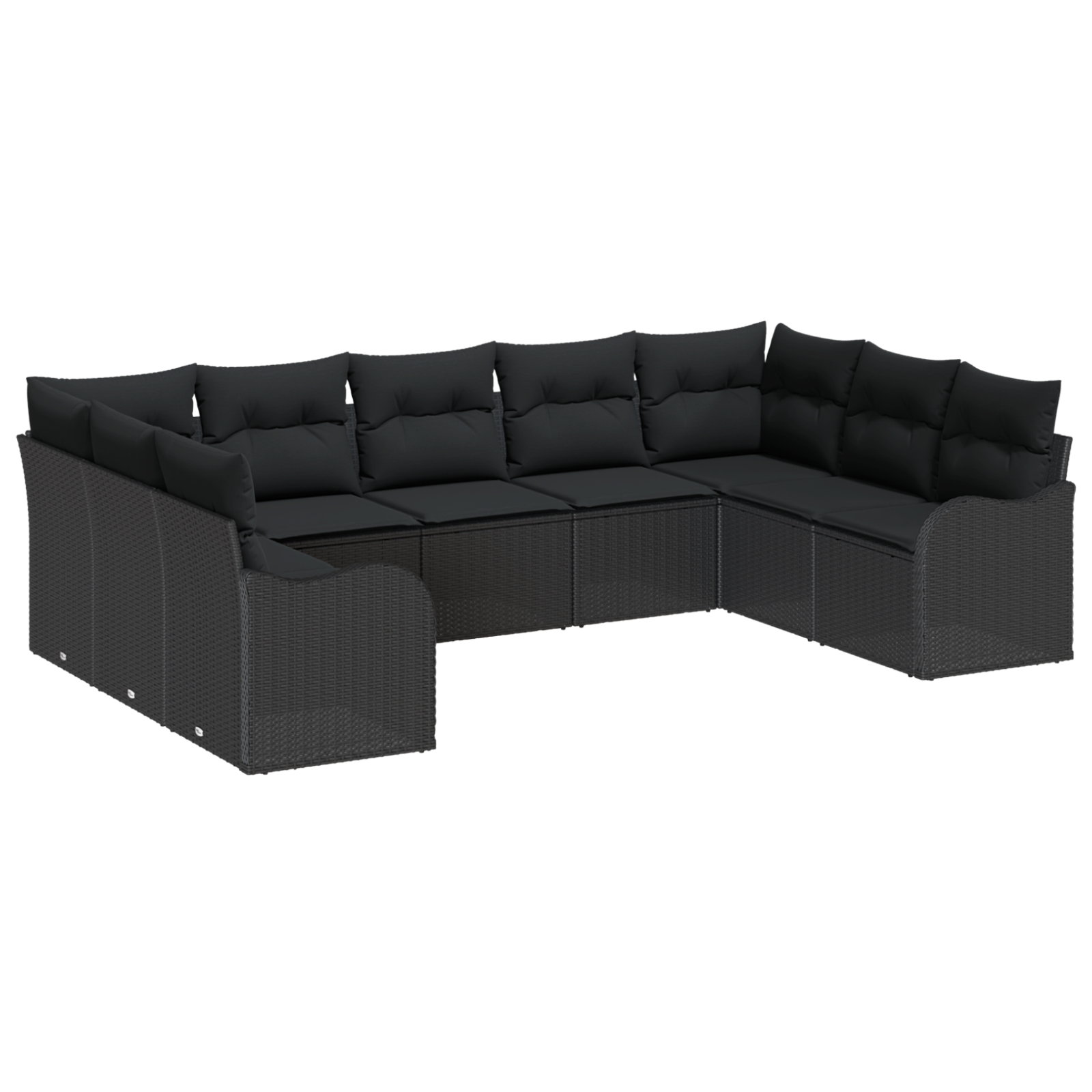 Set di 9 Pezzi Divano da Giardino con Cuscini Rattan Nero