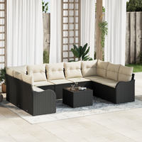 Set divano da giardino di 9 pezzi con cuscini rattan marrone
