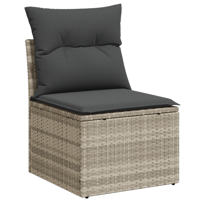 Set di Divani da Giardino  di 10 Pezzi con Cuscini Grigio Polyrattan