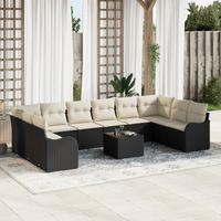 Set divano da giardino  10 pezzi con cuscini Marrone Polyrattan