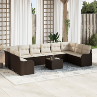 Set di divani da giardino  10 pezzi con cuscini in polyrattan grigio