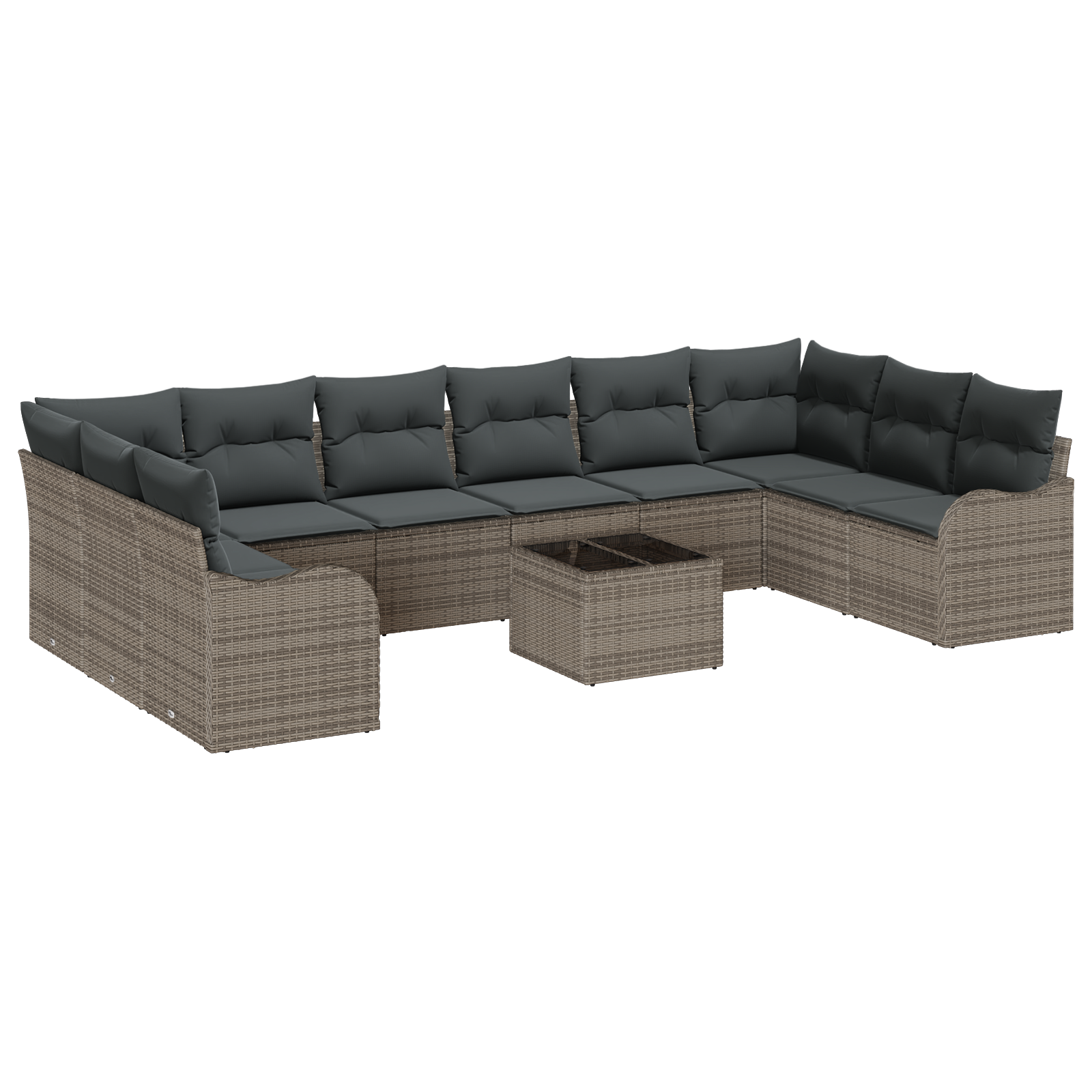 Set di Divani da Giardino  10 Pezzi con Cuscini Rattan Polyrattan Nero