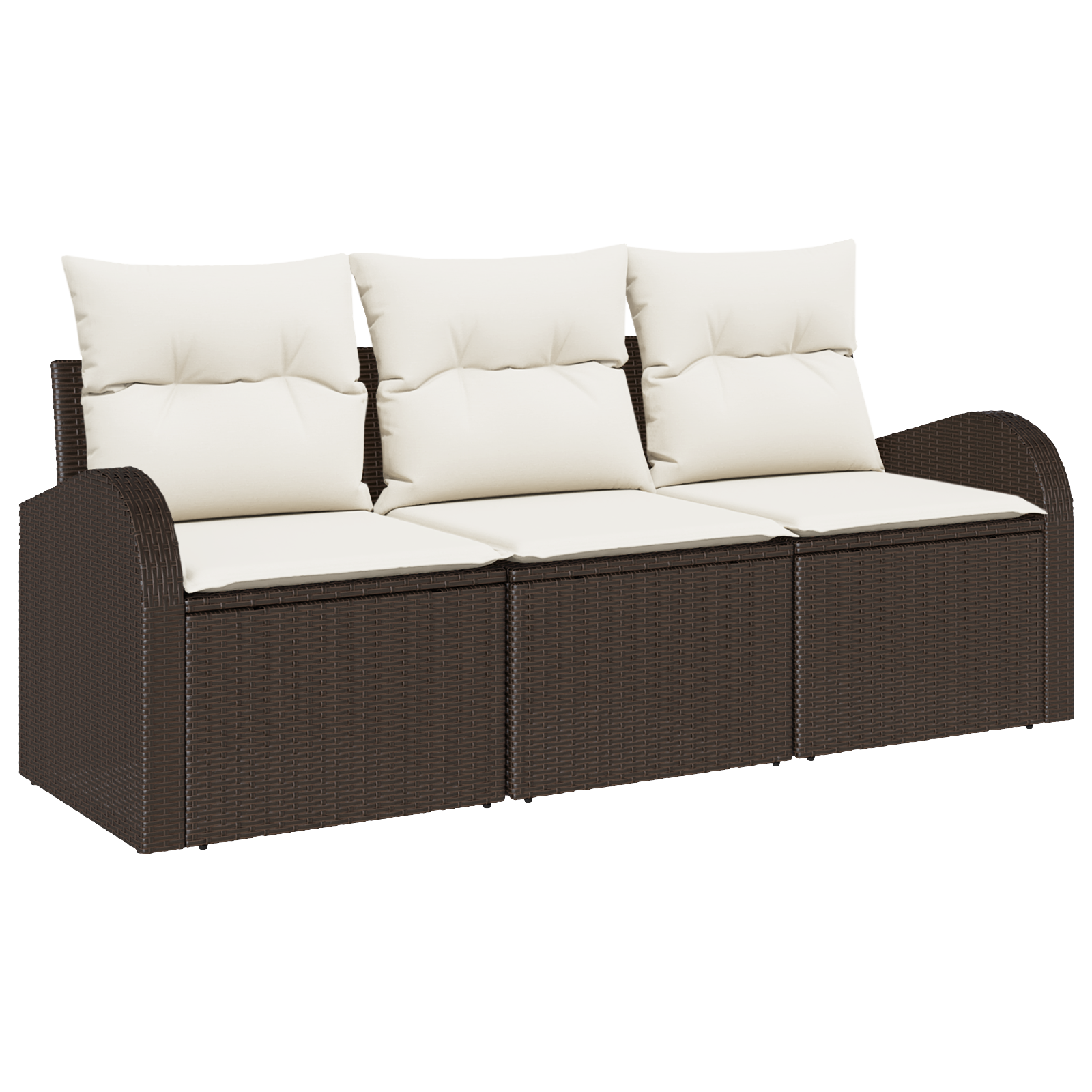 Set Divano da Giardino 3 Pezzi con Cuscini Marrone in Polyrattan