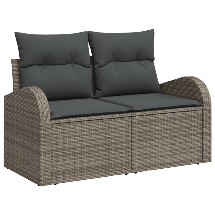 Set di 7 Pezzi di Divani da Giardino con Cuscini Grigio in Polyrattan