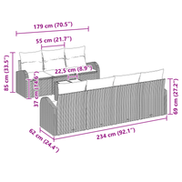 Set divani giardino con cuscini 8 pezzi grigio polyrattan