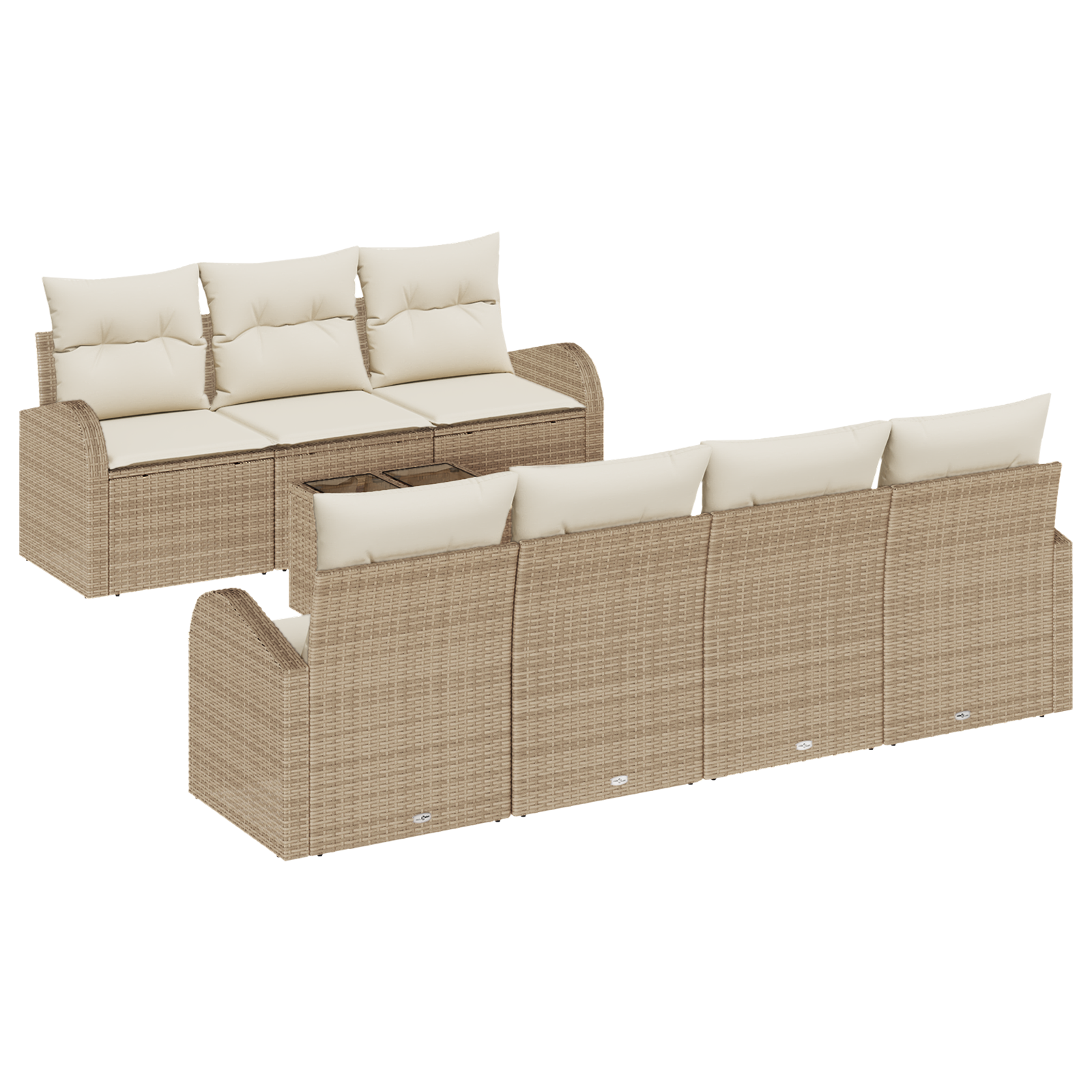 Set di Sofà da Giardino 8 Pezzi con Cuscini Beige in Polyrattan