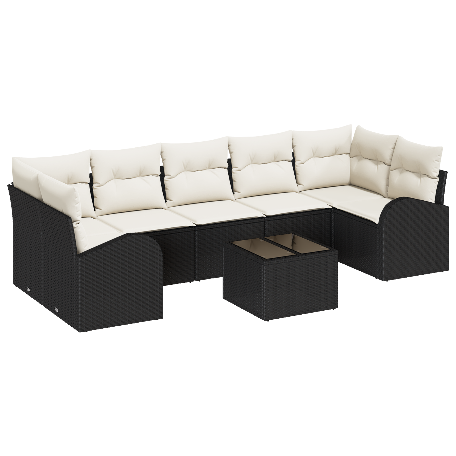 Set Divano Giardino 8 Pezzi con Cuscini Nero Polyrattan