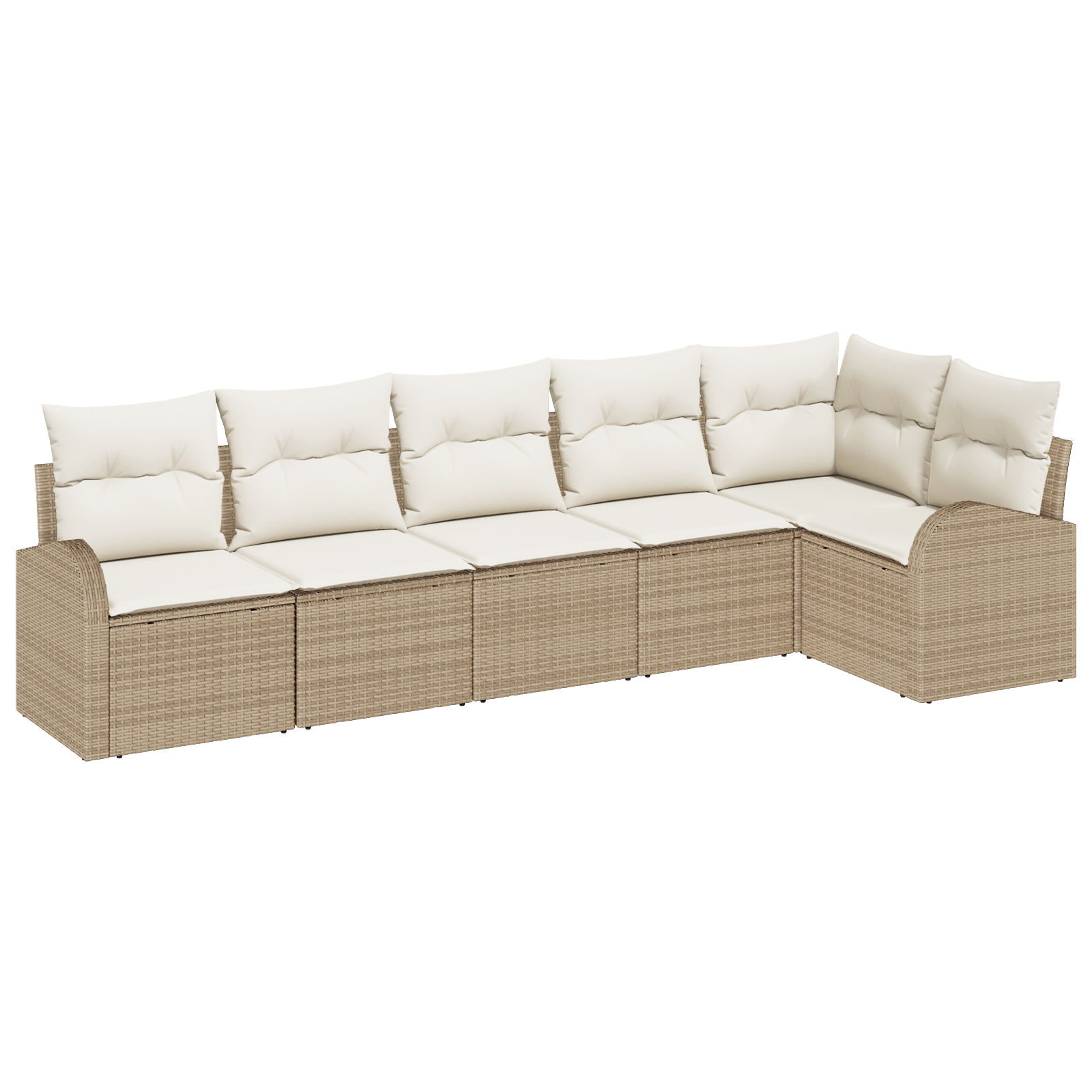 Set Divano da Giardino a 6 Pezzi con Cuscini Beige in Polyrattan