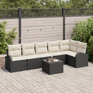 Set di 6 Pezzi di Divano da Giardino con Cuscini in Polyrattan Marrone