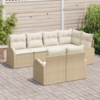 Set di divani da giardino 7 Pezzi con cuscini Beige Polyrattan