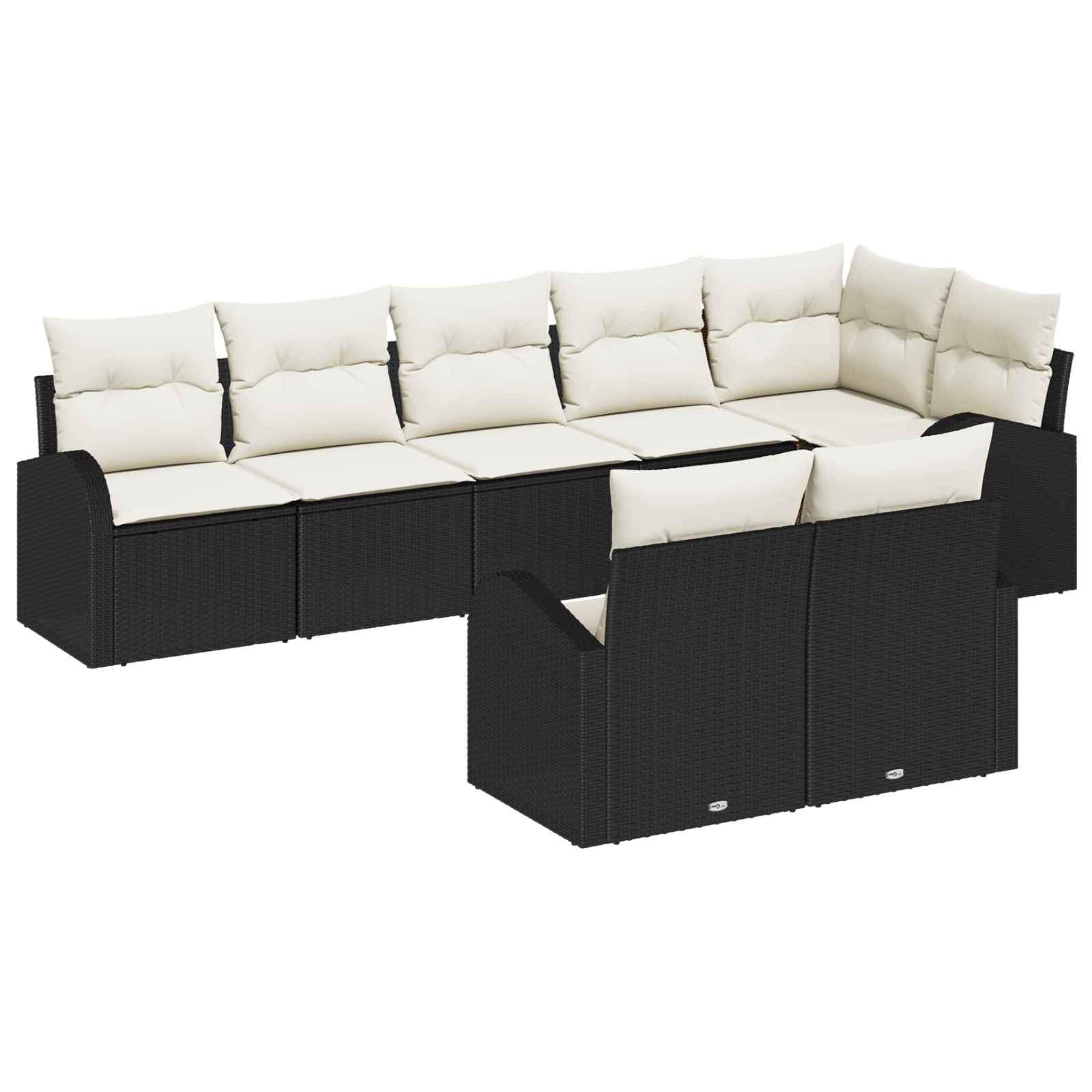 Set di divani da giardino 8 pezzi con cuscini in rattan polyrattan nero