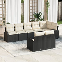 Set di divani da giardino 8 pezzi con cuscini in rattan polyrattan nero