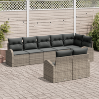 Set di Divani da Giardino a 8 Pezzi con Cuscini Grigio Polyrattan