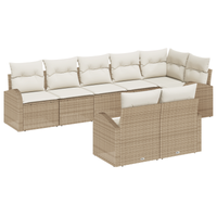 Set Divano da Giardino 8 Pezzi con Cuscini Beige Rattan in Polietilene