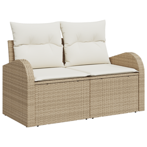 Set Divano da Giardino 8 Pezzi con Cuscini Beige Rattan in Polietilene